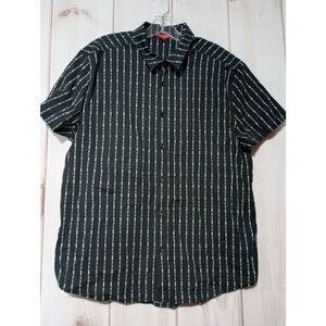 Guess Shirt Men's Large Black White Button Front Guess New York Short‎ Sleeve